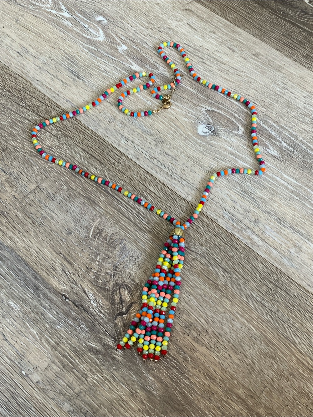 Colorful Beaded Tassel Necklace - Multicolor